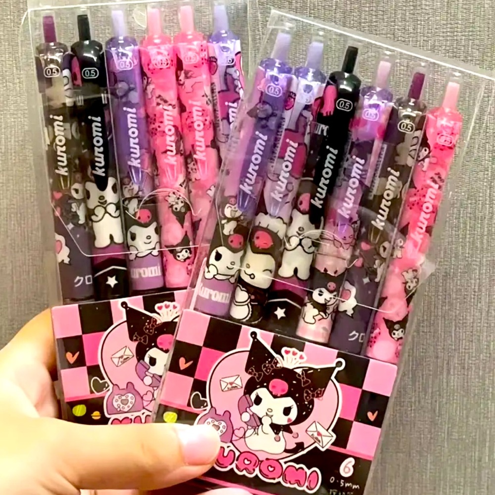 6-Pack Hello Kitty Licensed black pens NWT